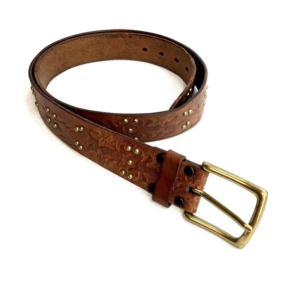 Brighton Accessories - Brighton Honest Tooled Leather Studded Belt size 42